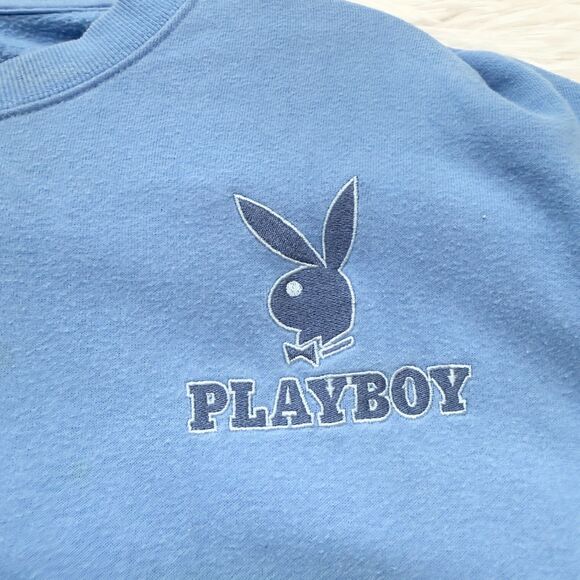 Women Playboy by Pacsun Classic Crew Neck Sweatshirt in Blue Size Medium - Picture 8 of 9